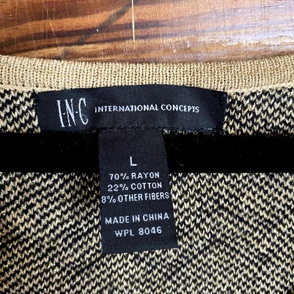 INC International Concepts Metallic Gold Chevron sweater dress size Large - Picture 3 of 5